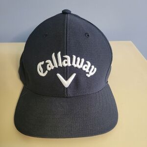 Mens Black Callaway Golf Cap with White Callawat Logo And Odyssey Logo On Back